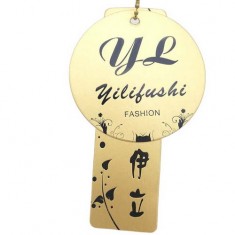 Gold Paper Hang Tag Clothing Hangtag With Metal Chain