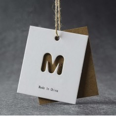 Hang Tags Maker Custom Printing Gold Foil Logo Kraft Paper Swing Scarves Hangtags With Cotton String