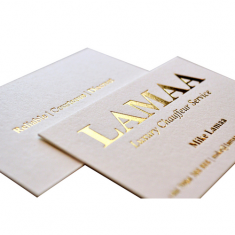 White Special Paper Custom Embossed Gold Foil Text Gold Foil Edge Business Card
