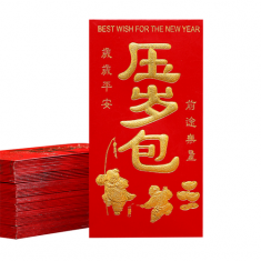 Hot Sale Gold Foil Printing Free Sample Custom Red Envelope Chinese Traditional Festival Red Pockets